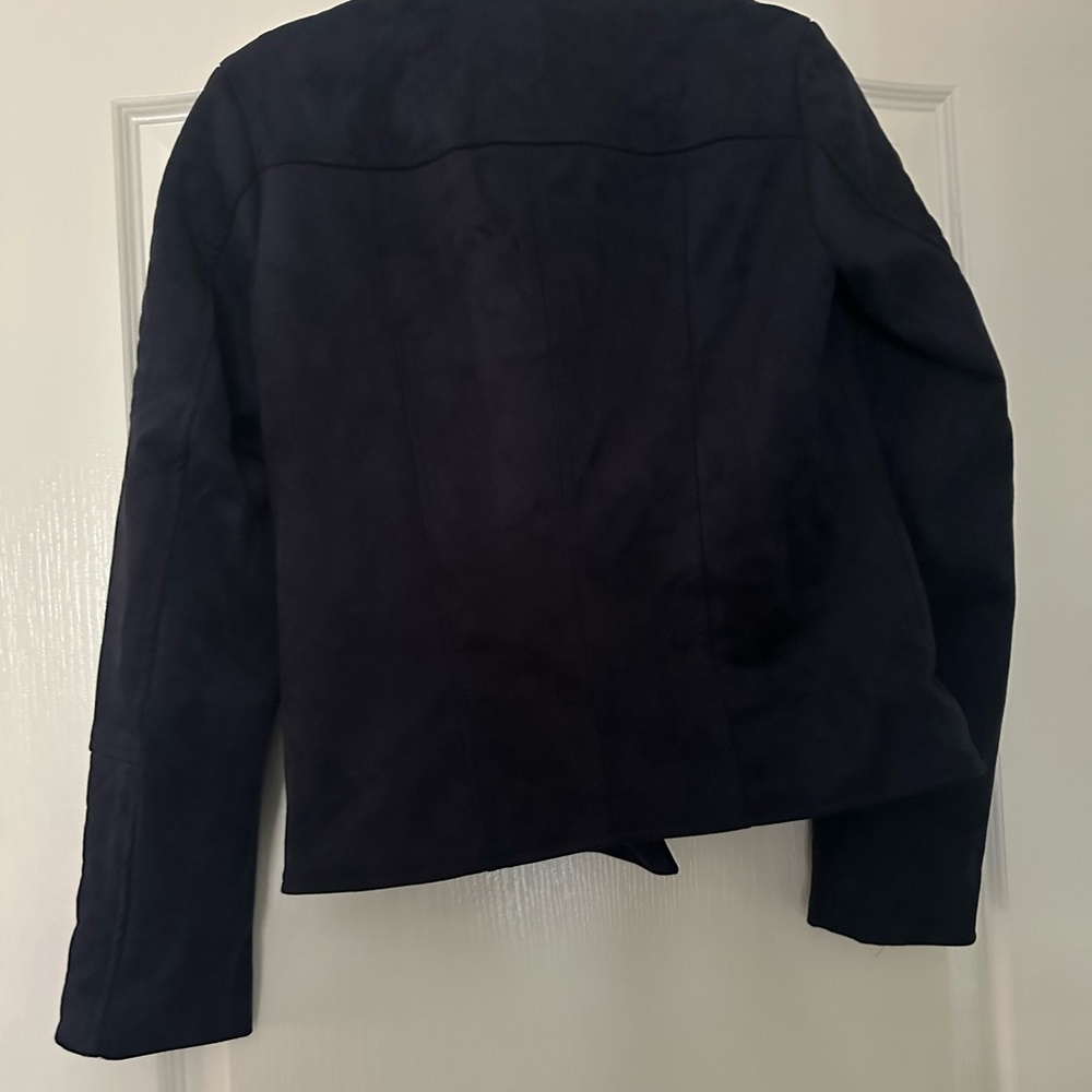 Kut from the Kloth Women's Midnight Blue Suede-style Moto Jacket - Picture 2 of 3